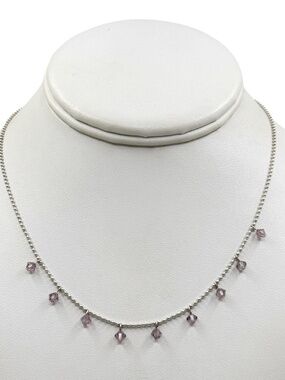 Sterling silver crystal bead charm necklace - GM935